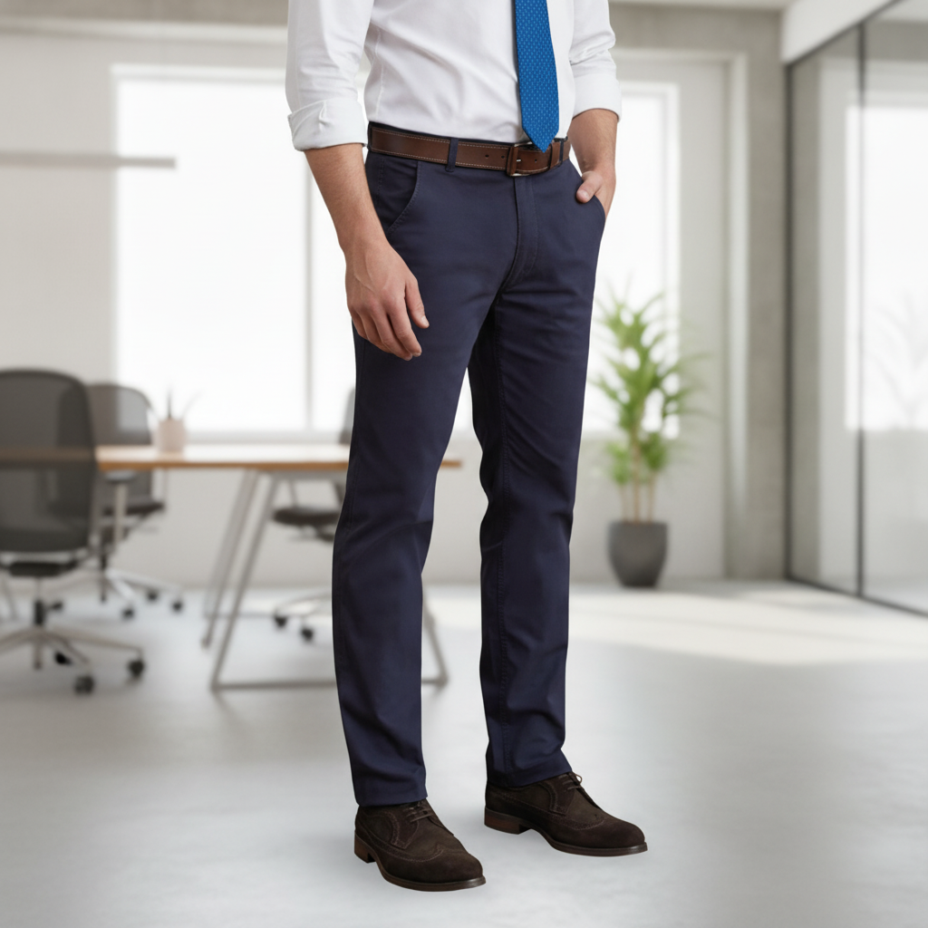 Cotton Blend Navy Slim Fit Chinos 28" for Workwear