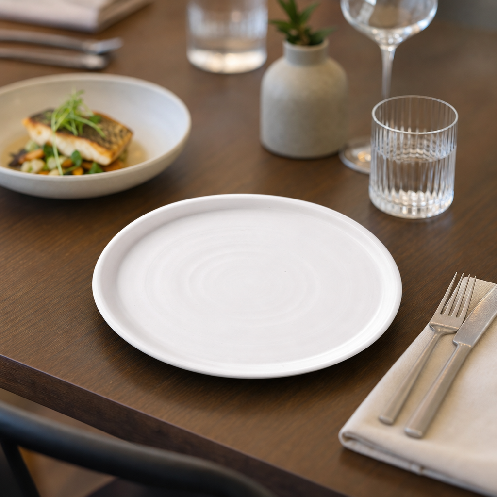 Walled Plates 210mm White Porcelain for Hospitality Use (Pack of 6)