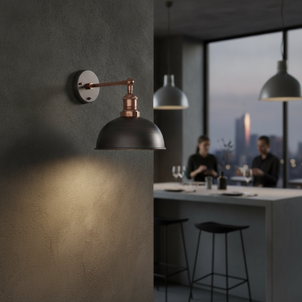 Iron Pewter Dome Wall Light 265mm for Stylish Interiors