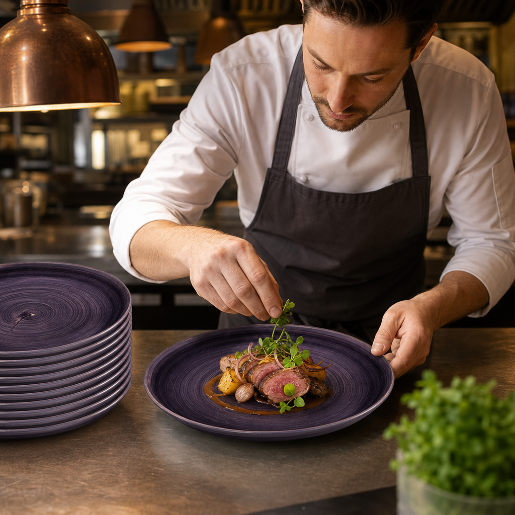 Deep Coupe Plates 260mm Purple Vitrified Ceramic for Hospitality (Pack of 12)