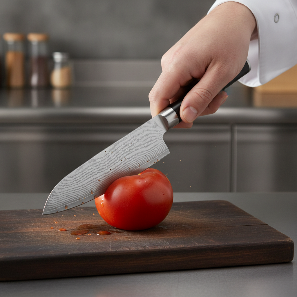 High Carbon Stainless Steel Santoku Knife 16.5cm for Professional Kitchens