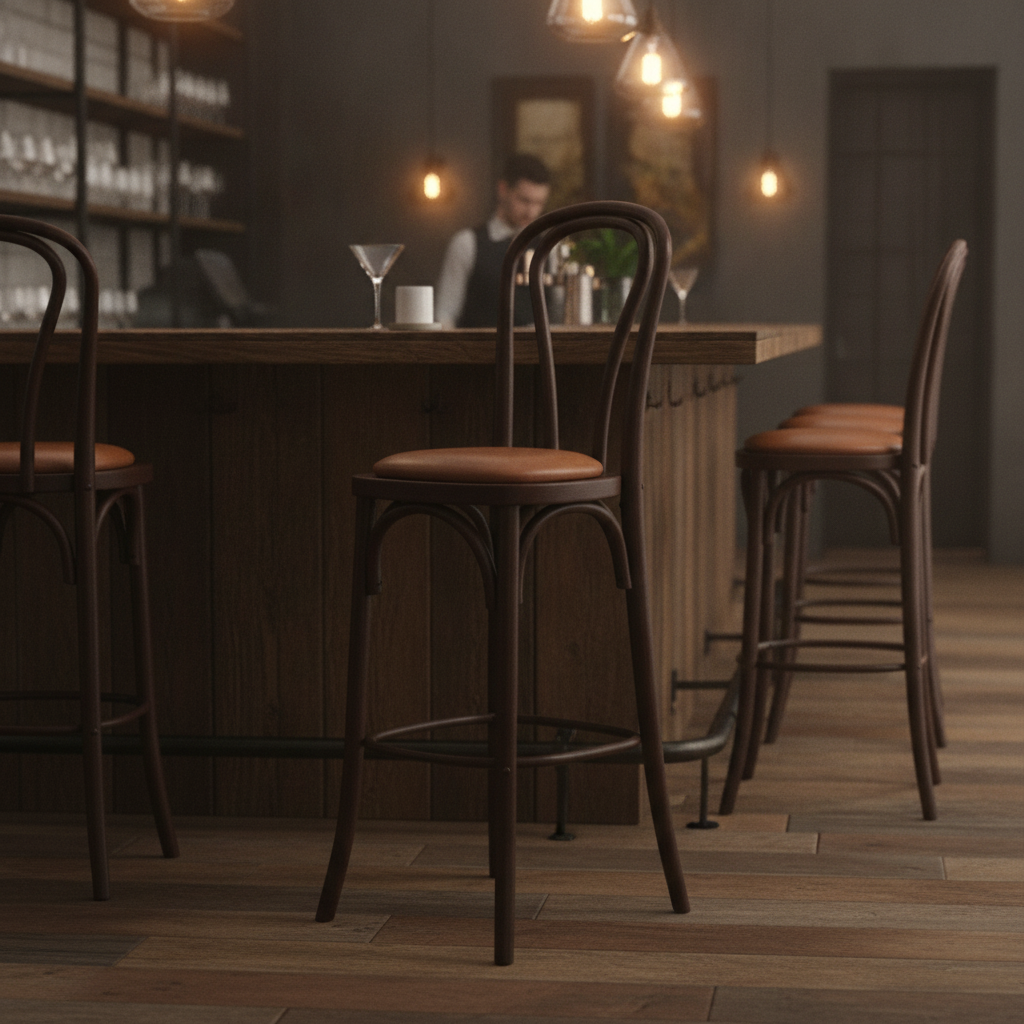 Rubber Wood Hoop Back Bar Chair with Bison Tan Seat 10kg for Restaurants & Bars