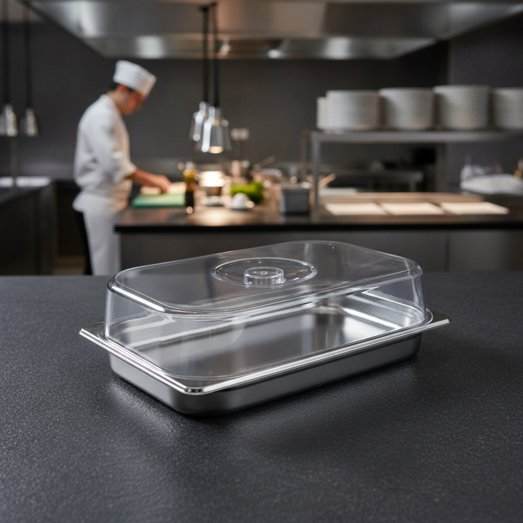 Stainless Steel Rectangular Tray with LURAN Cover 310x420mm for Catering & Hospitality