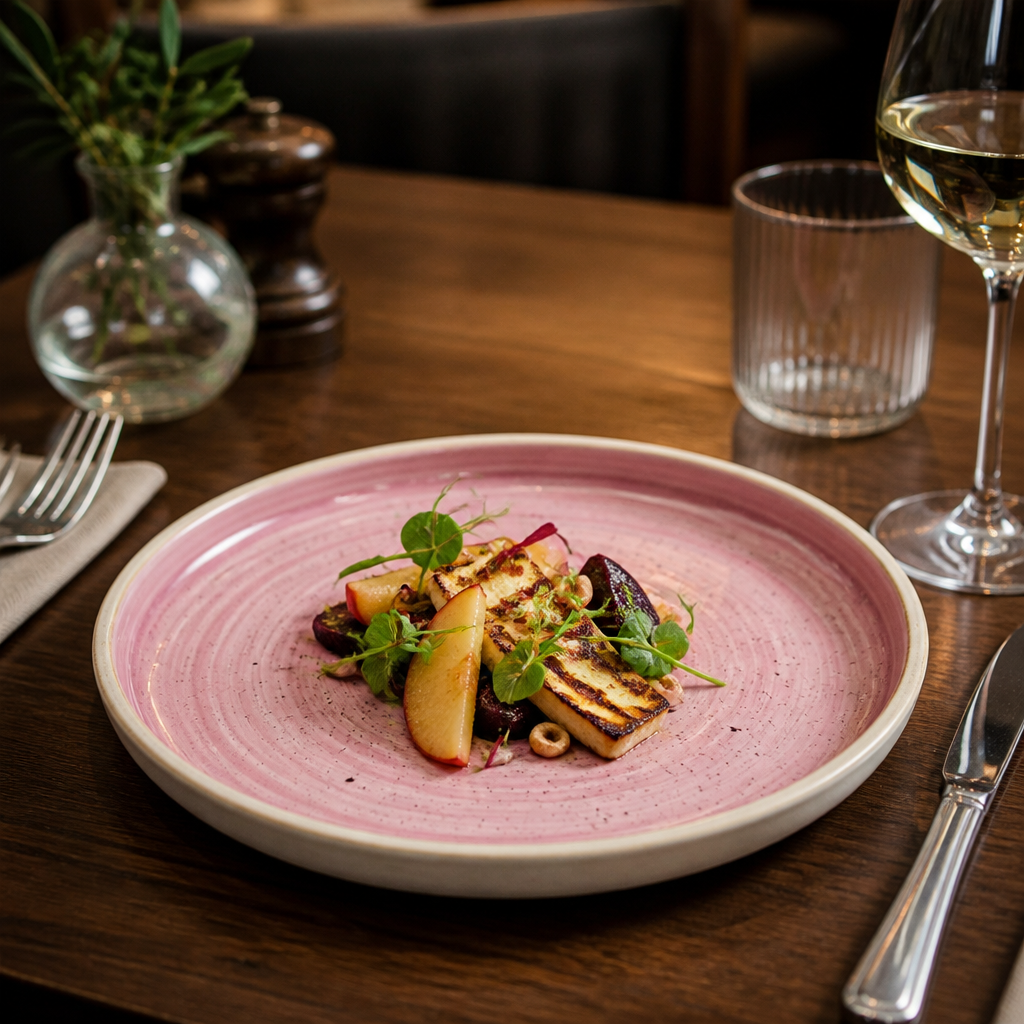 Organic Walled Plates 206mm Pink Vitrified Ceramic for Hospitality Use (Pack of 6)