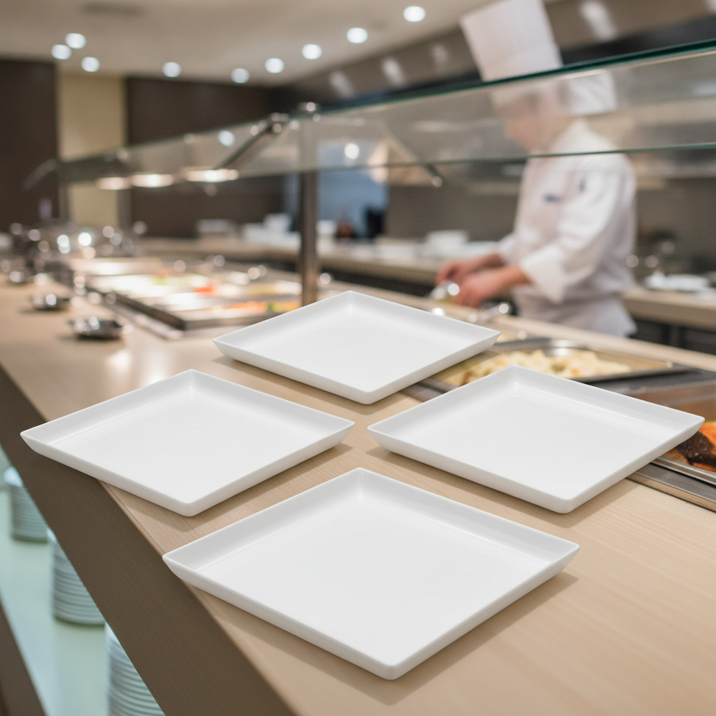 Melamine Square Trays 303x303mm for Buffet Displays (Pack of 4)