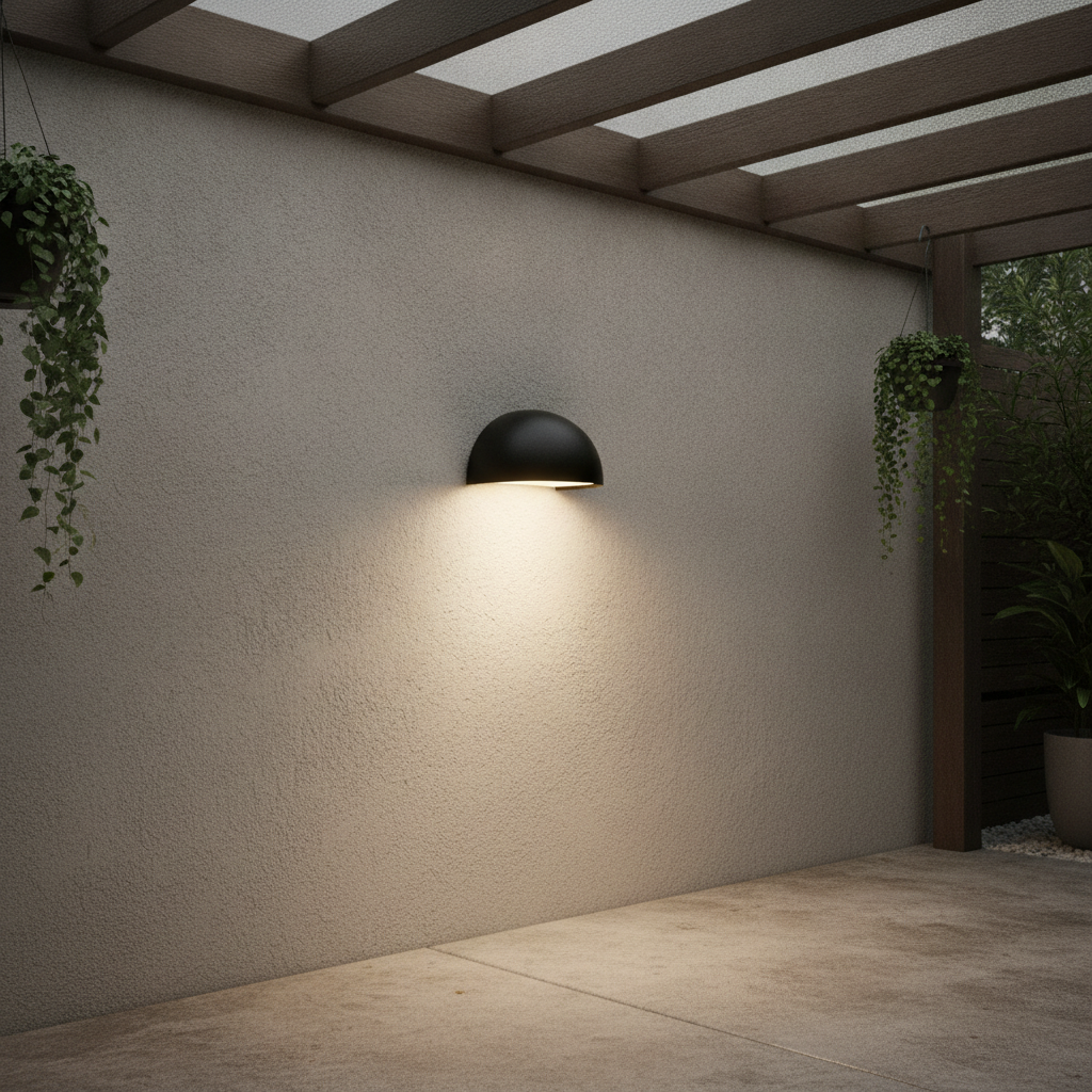 Plastic Outdoor Wall Light in Black for Sheltered Areas