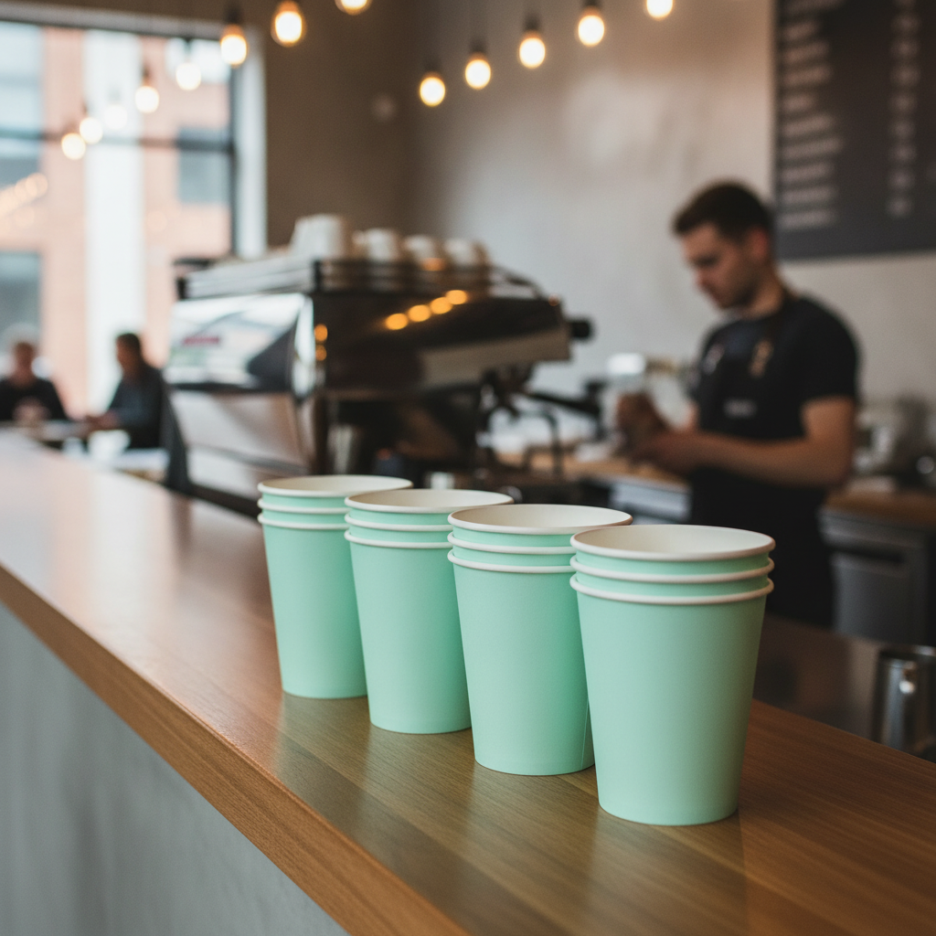 Cardboard Turquoise Coffee Cups 227ml for Hot Drinks Services (Pack of 1000)