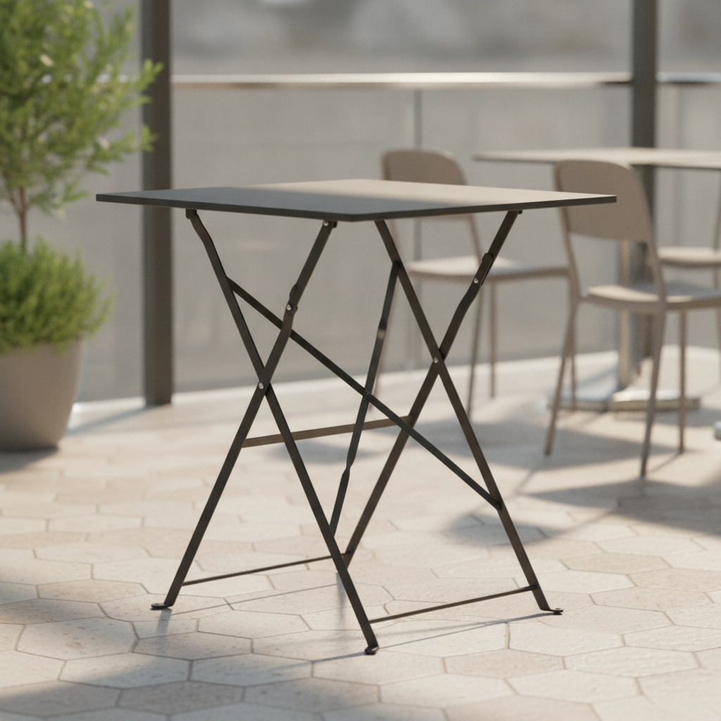 Powder-Coated Steel Square Table 600mm for Indoor & Outdoor Use