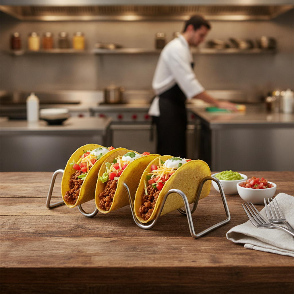 Stainless Steel Taco Holder for Restaurants & Food Trucks