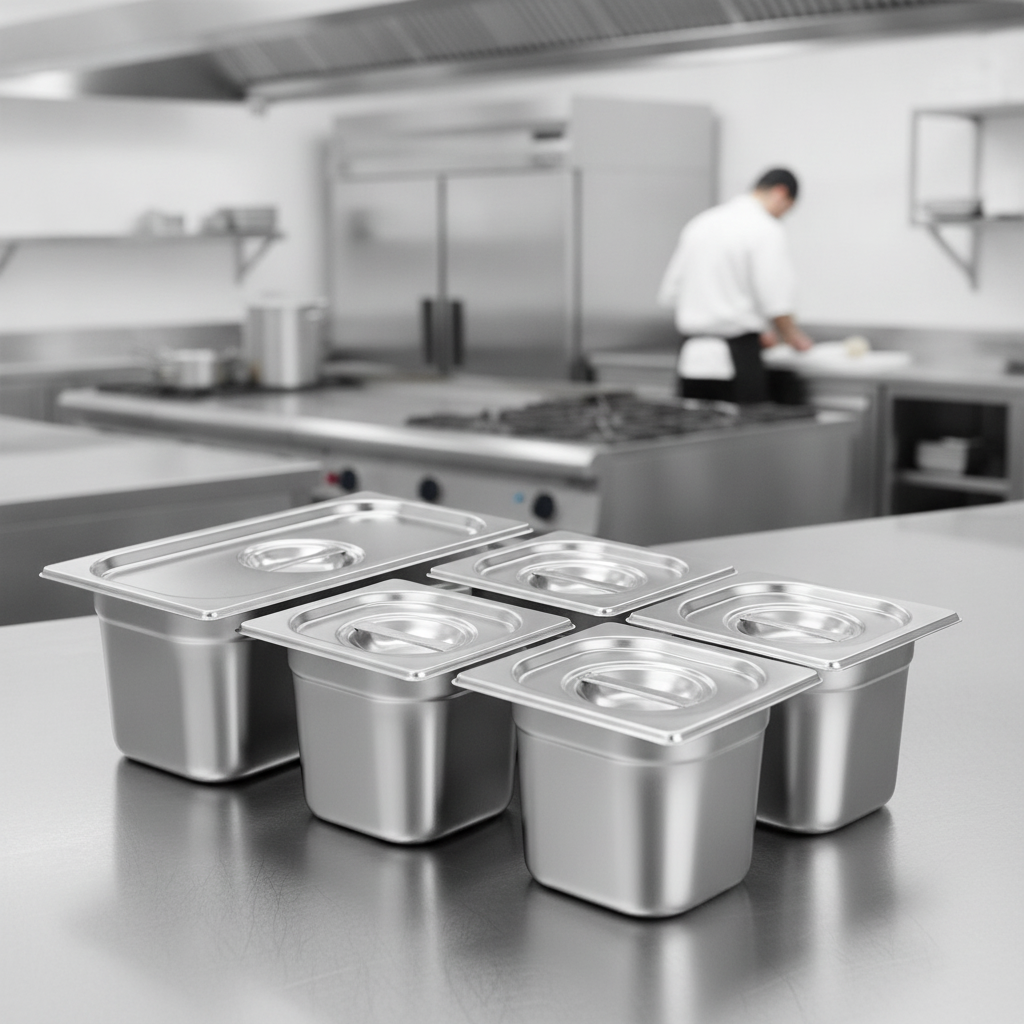 Stainless Steel Gastronorm Tray Set 14.5L for Professional Kitchens (Pack of 5)