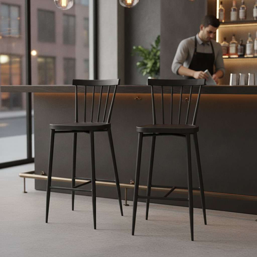 Aluminium High Stools Black 1080x470mm for Indoor & Outdoor Use (Pack of 2)