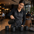 Handleless Mugs 380ml Black Stoneware for Coffee & Tea Service (Pack of 6)