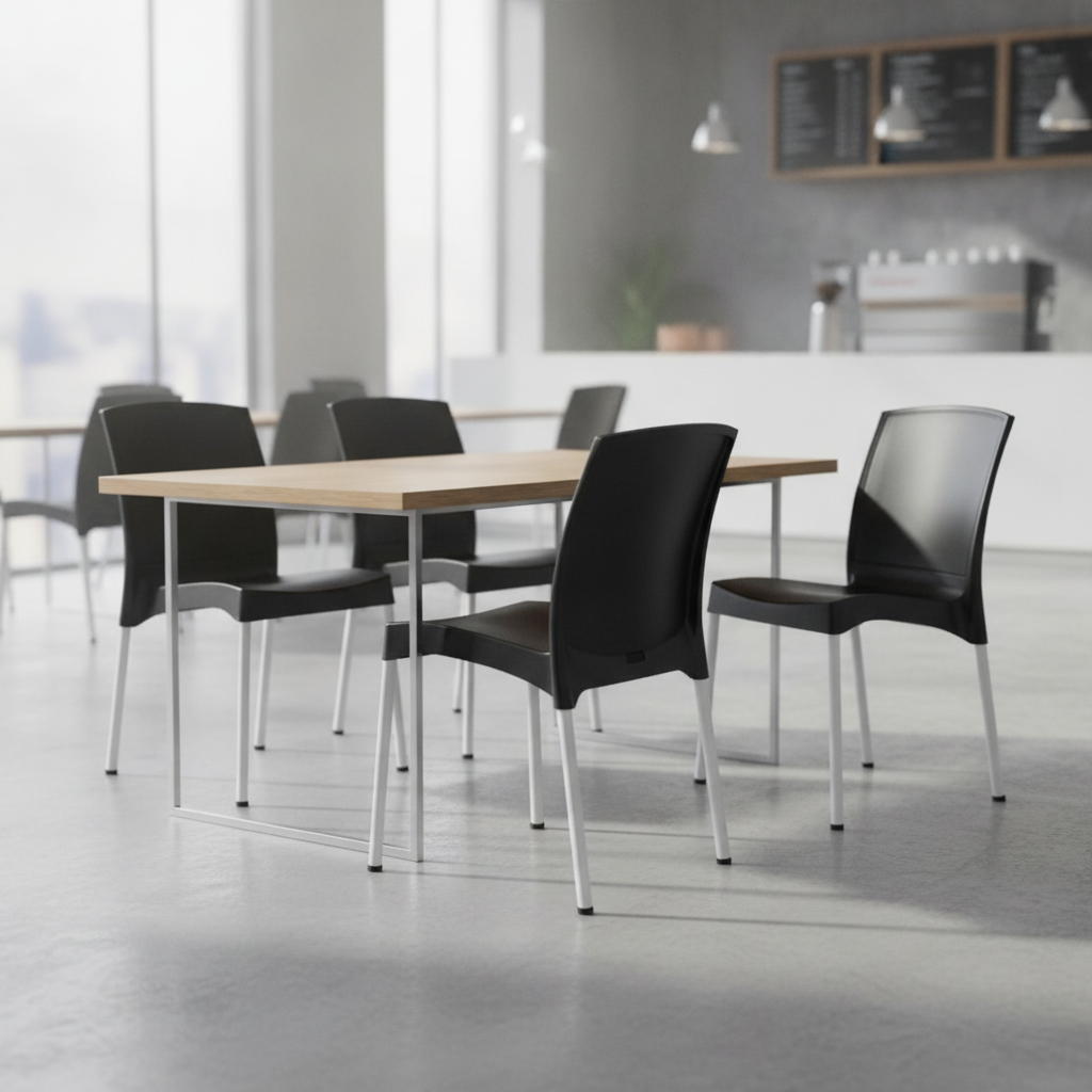 Polypropylene Black Side Chairs 825mm for Cafés & Restaurants (Pack of 4)