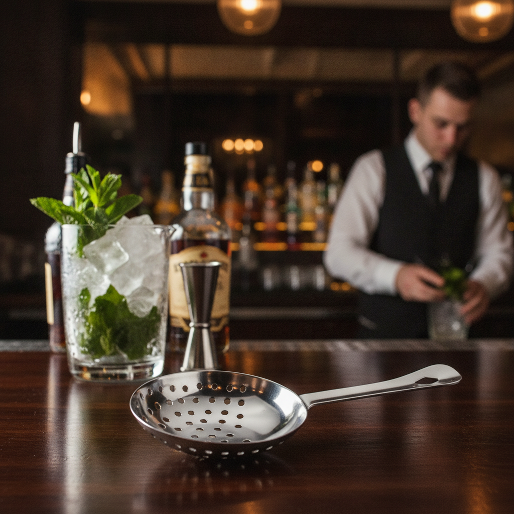 Stainless Steel Julep Strainer 160mm for Smooth Cocktail Serving