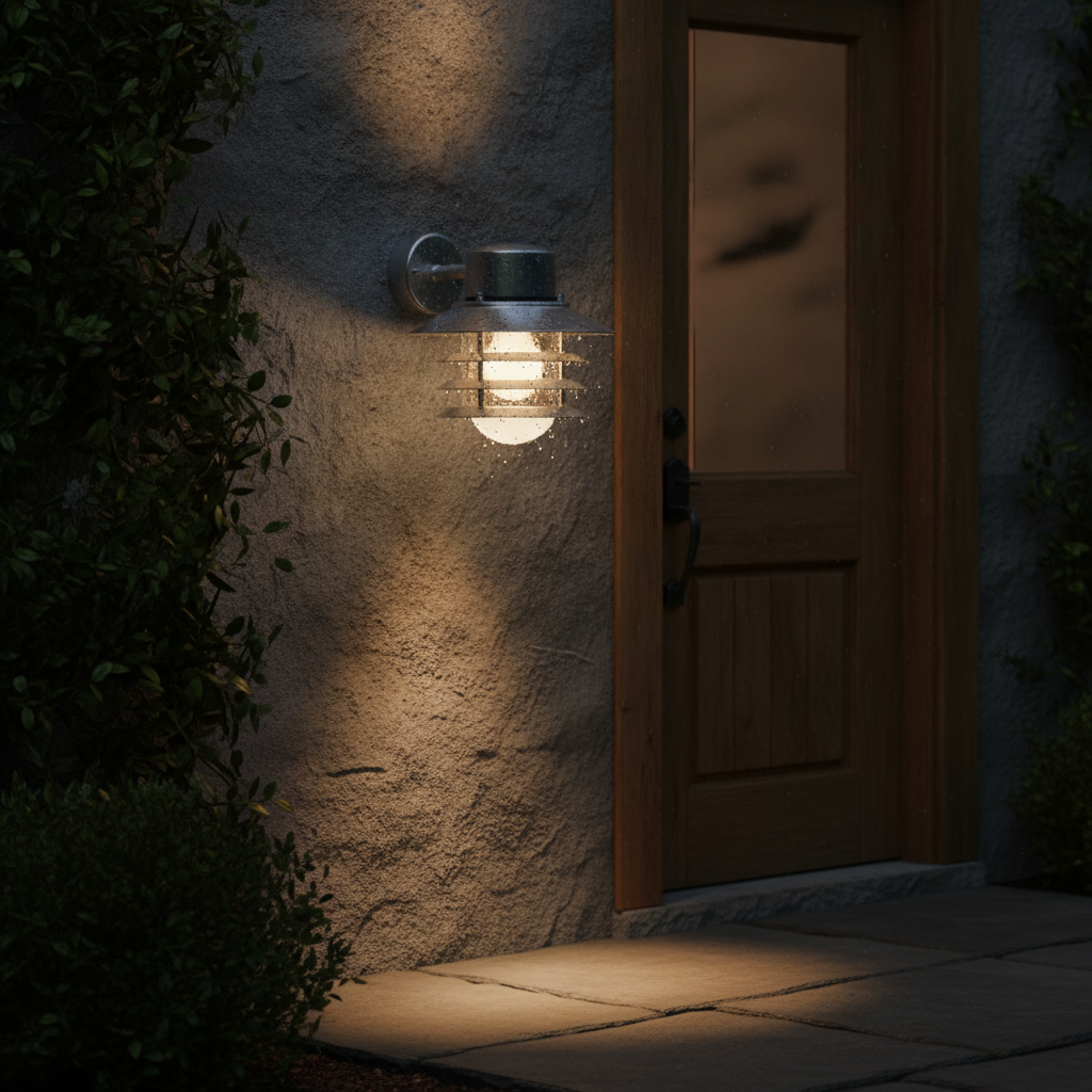 Steel Down Outdoor Wall Light for Patios & Entrances