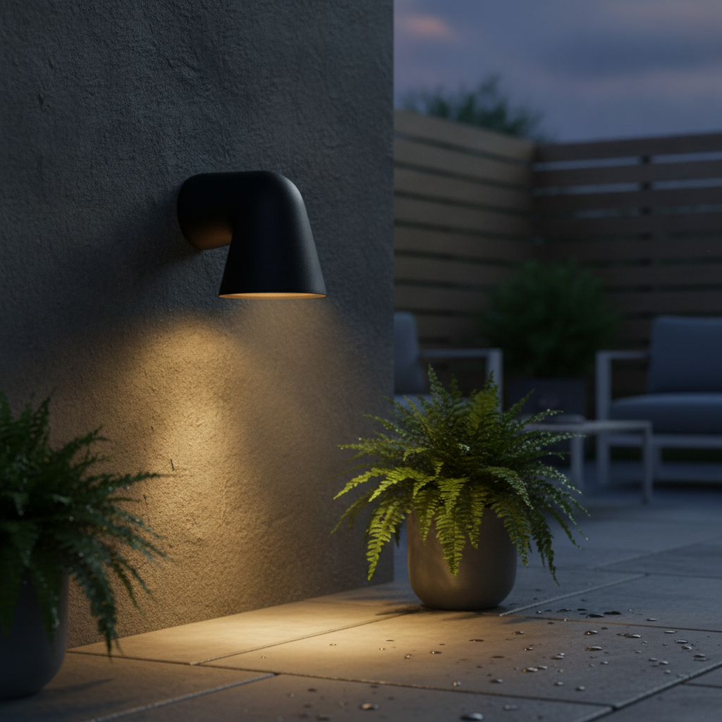 Aluminium Outdoor Wall Light in Black for Entryways & Patios