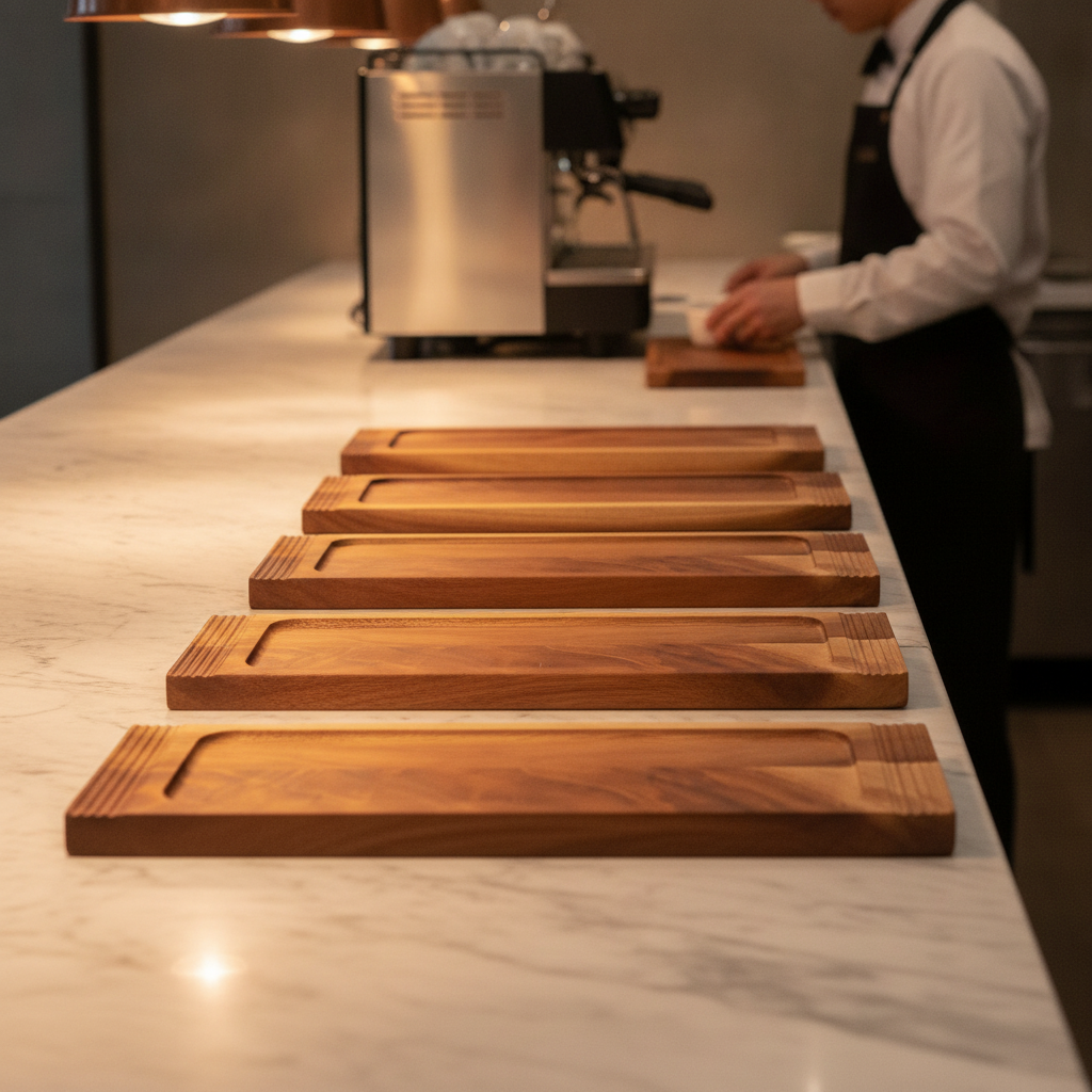 Wood Double Handled Boards 495x130mm for Buffets & Table Service (Pack of 4)