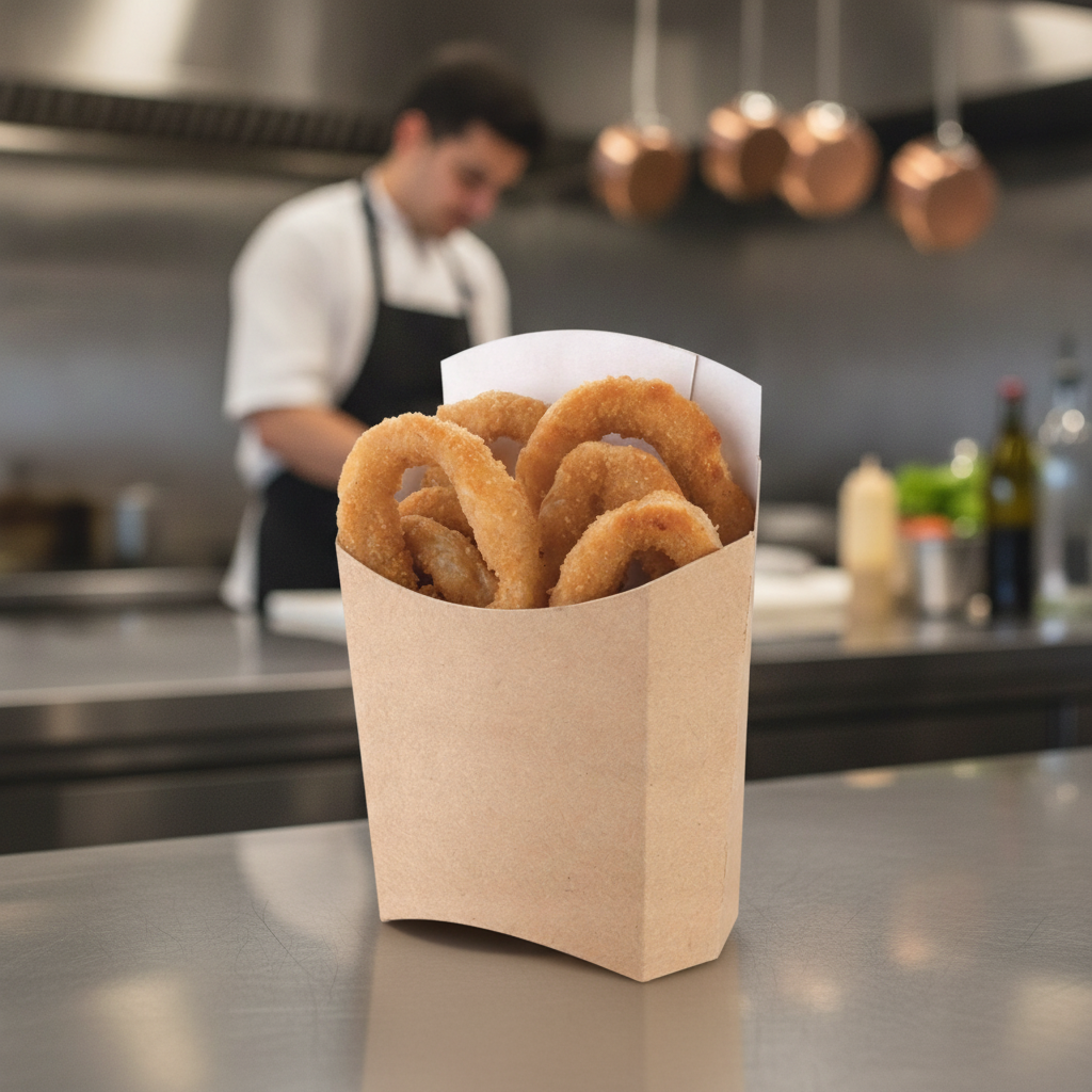 Compostable Paperboard Chip Cartons Large for Takeaway Service (Pack of 1000)