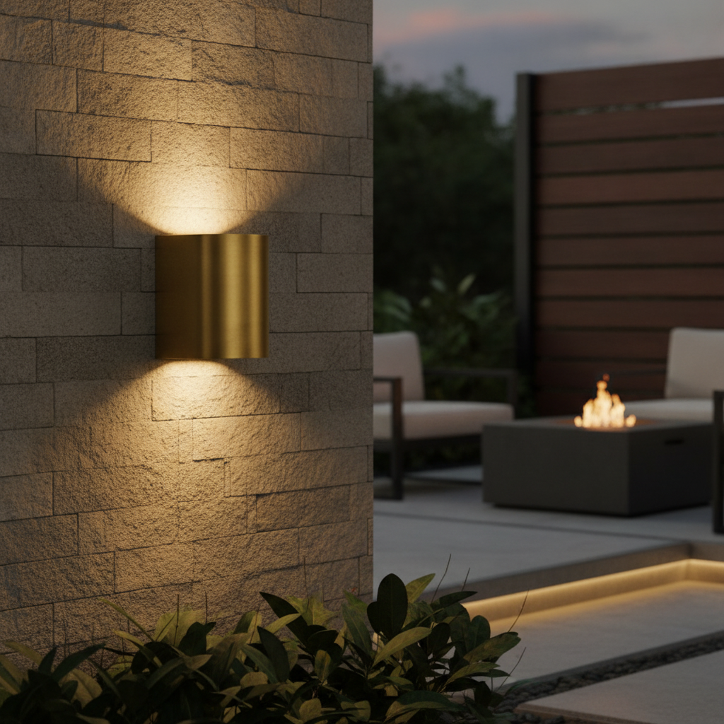 Brass Outdoor Wall Light with Dual Lighting Effect for Patios
