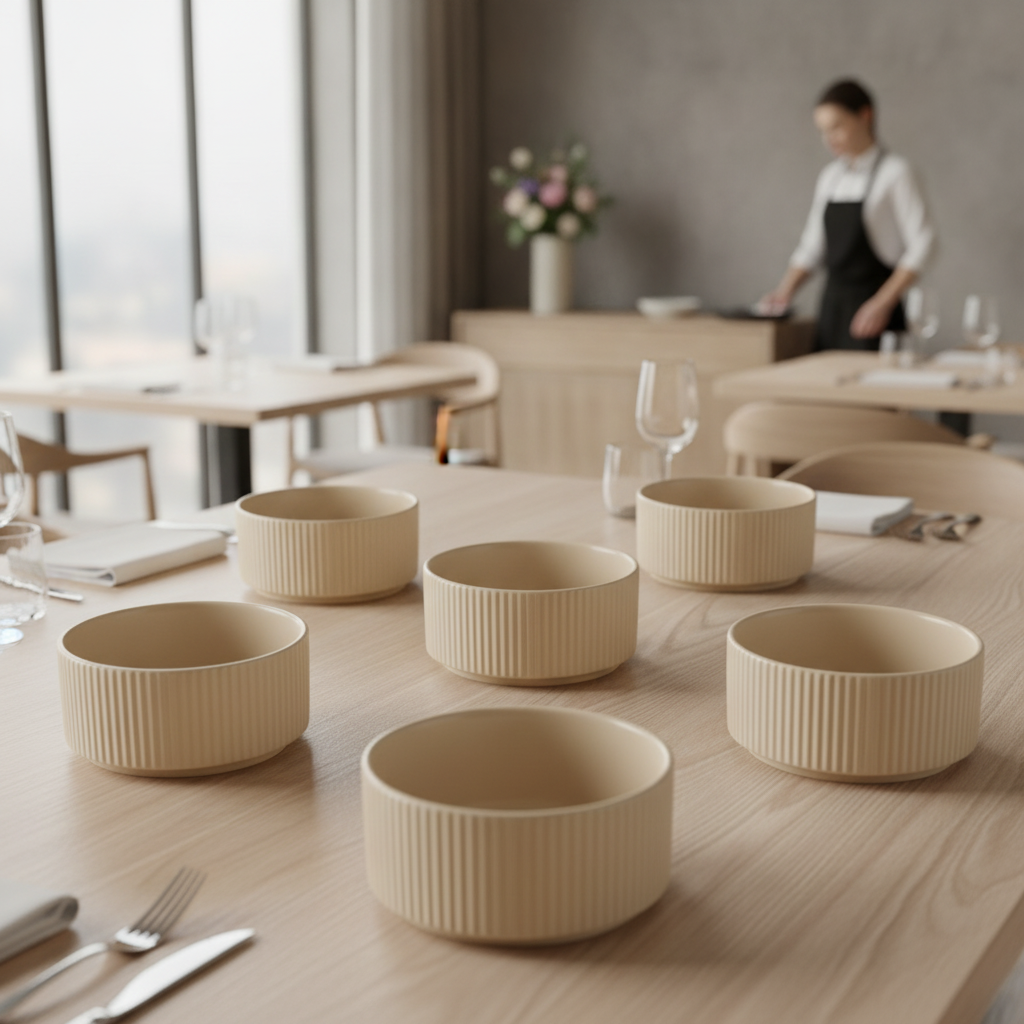 Porcelain Bowls Sand 350ml for Catering & Hospitality (Pack of 6)