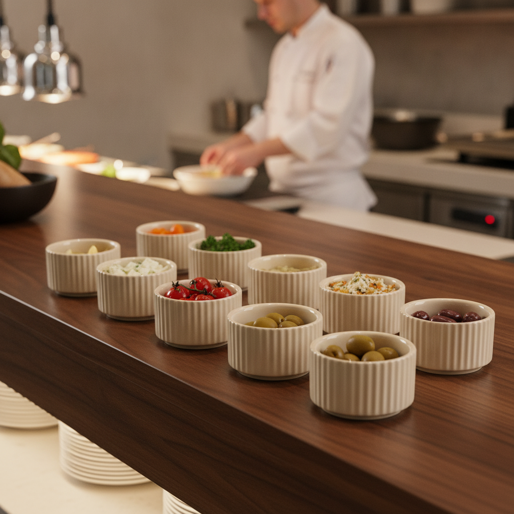Porcelain Bowls Sand 60mm for Buffet Displays (Pack of 12)