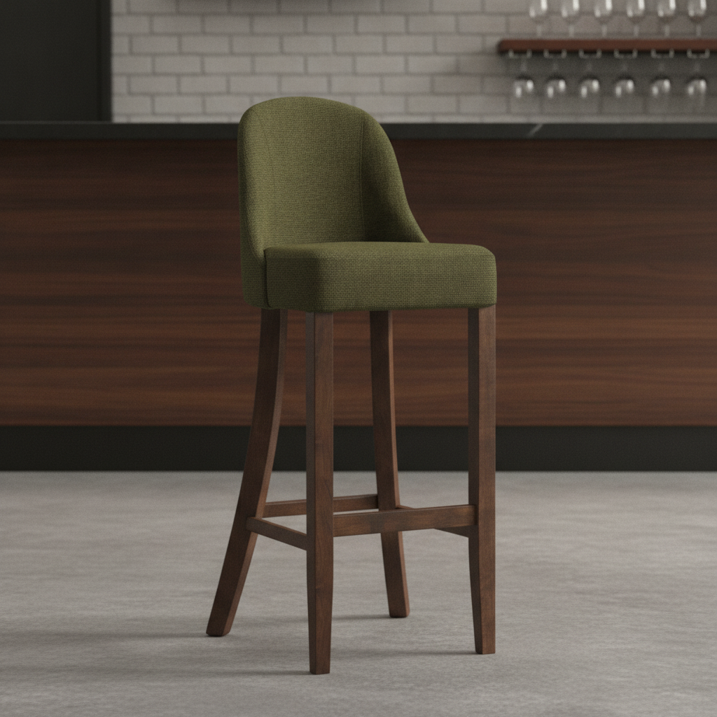 Rubber Wood Bar Chair with Shetland Forest Upholstery 1030mm for Commercial Use