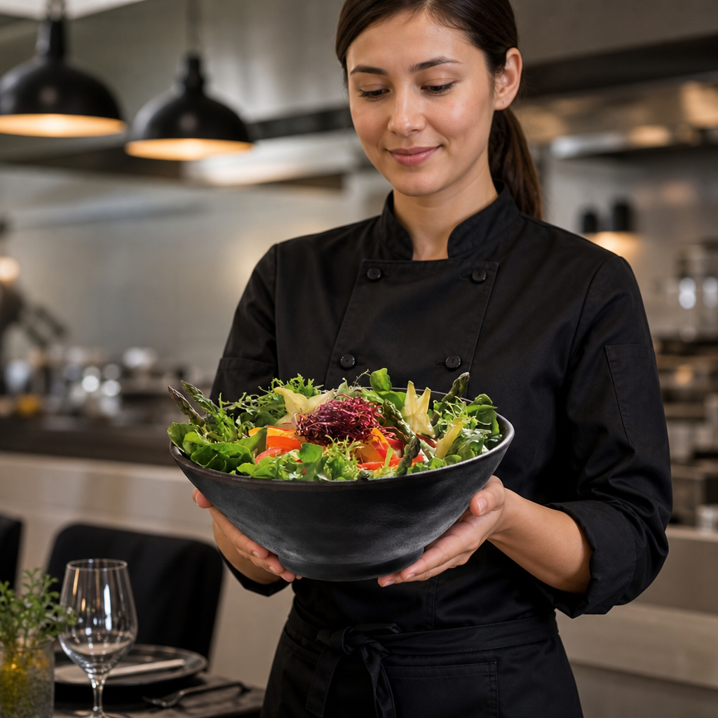 Large Bowl 1.4L Black Melamine for Catering Environments