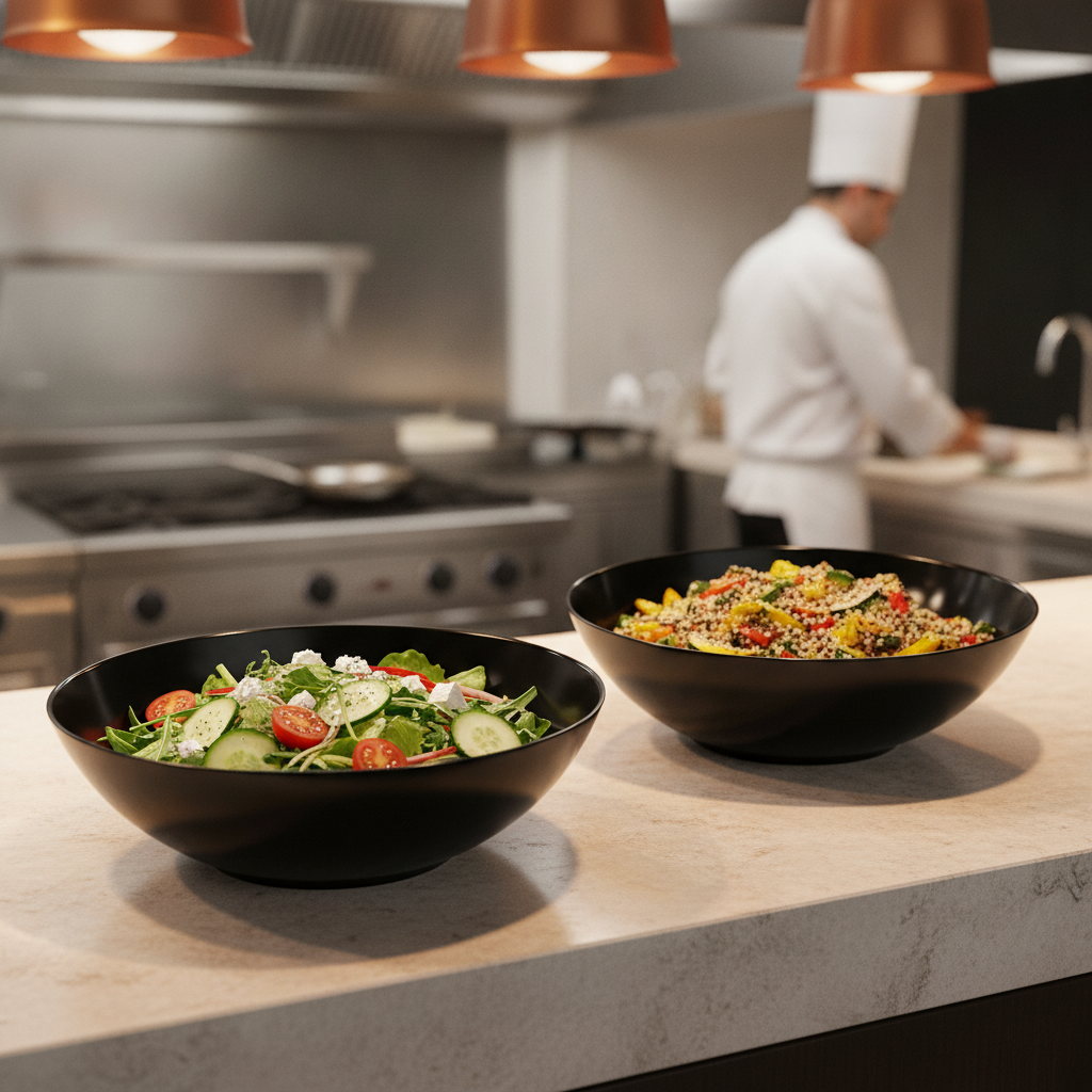 Melamine Buffet Bowls 4.5L Black for Catering & Hospitality (Pack of 2)