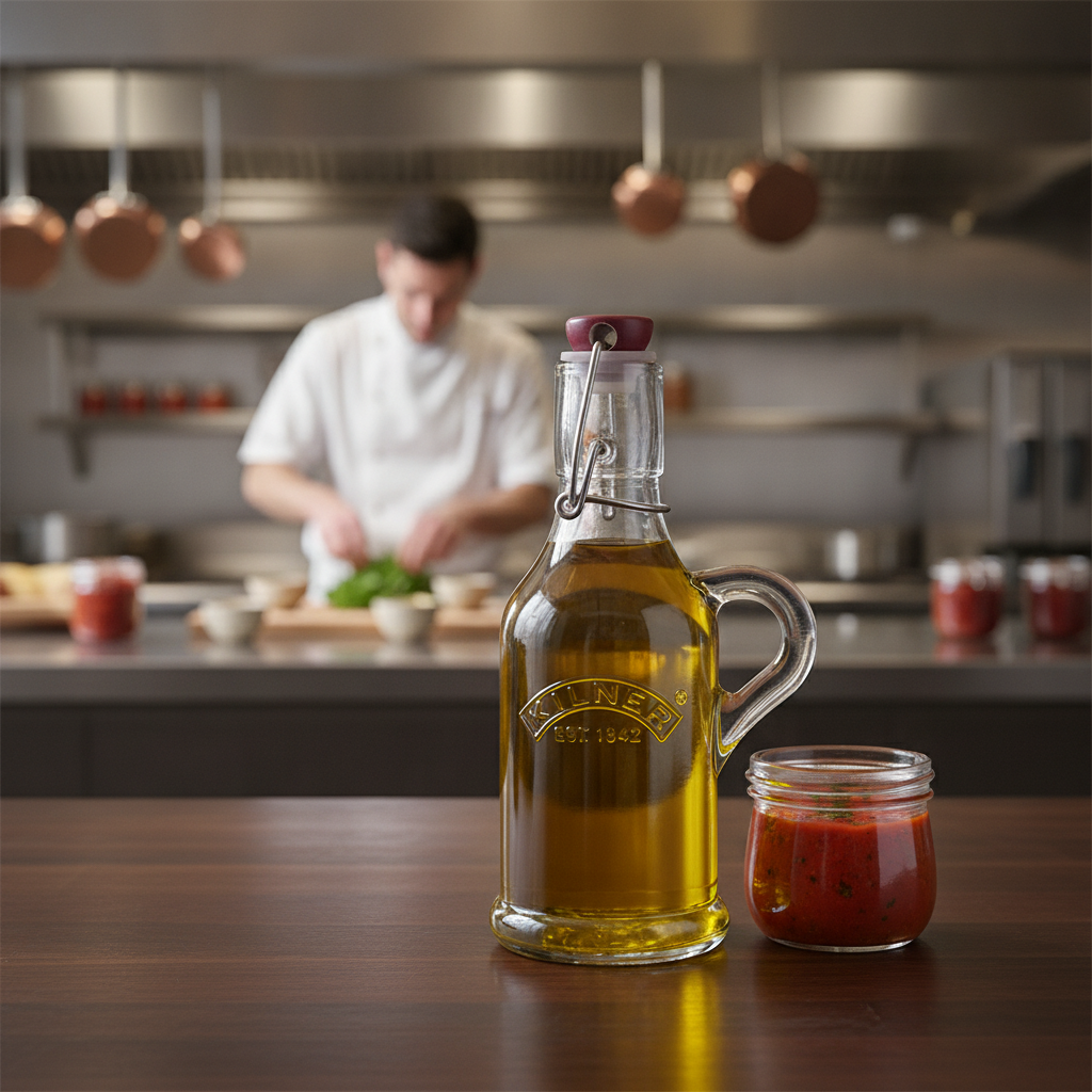 Glass Handled Clip Top Bottle 200ml for Preserving Oils & Sauces