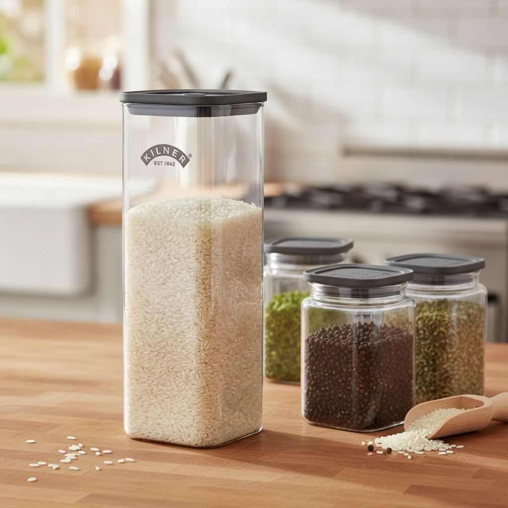 Borosilicate Glass Square Storage Jar 2L for Kitchen Use