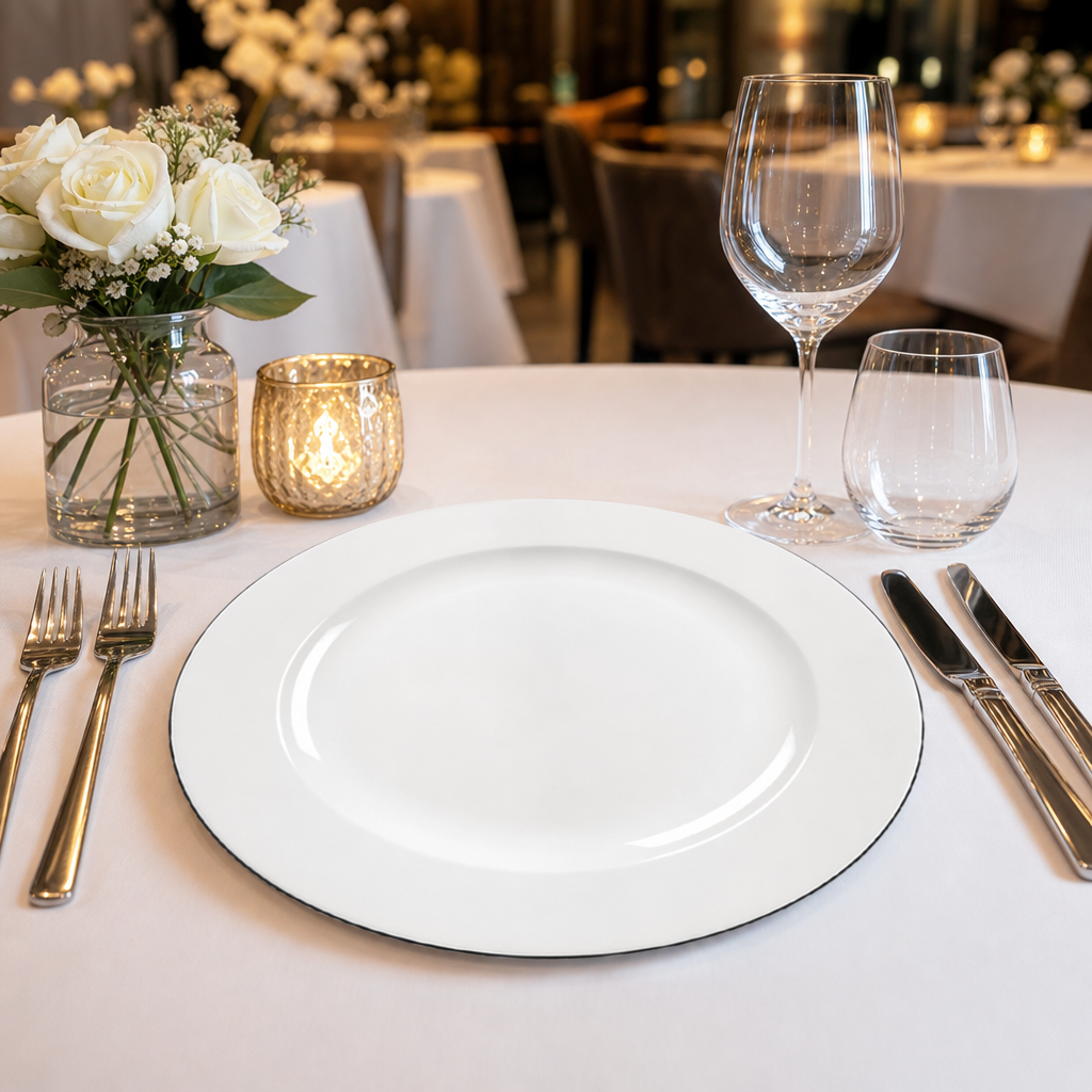 Porcelain Mono Plates 330mm for Elegant Table Settings (Pack of 6)