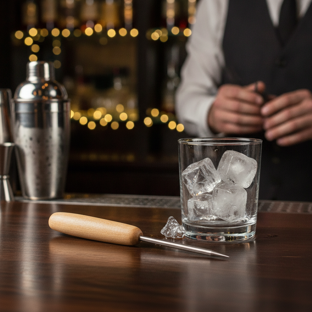 Wooden Handle Ice Pick with Steel Point 196mm for Bars & Pubs
