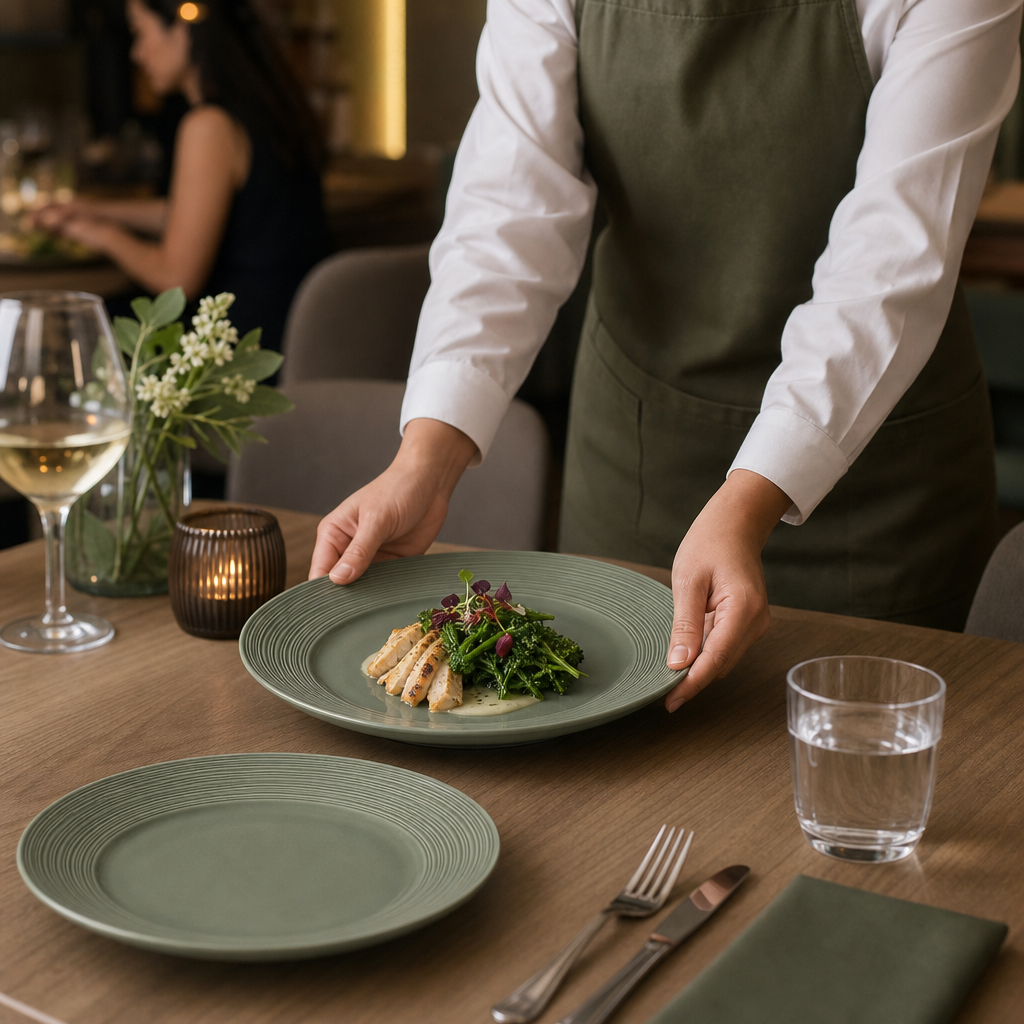 Coupe Plates 255mm Green Porcelain for Casual Dining (Pack of 12)