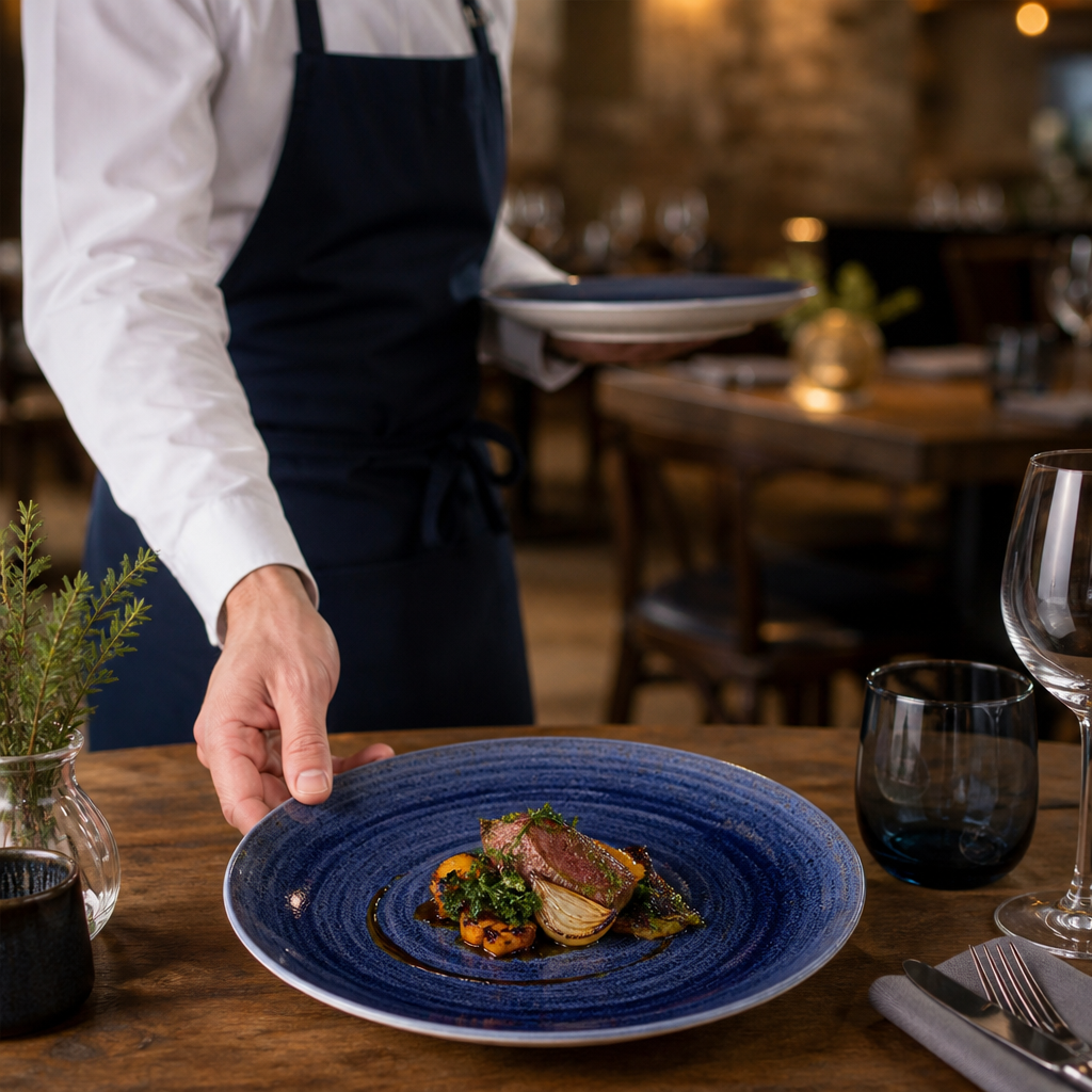 Coupe Plates Cobalt Vitrified Ceramic for Rustic Dining (Pack of 12)