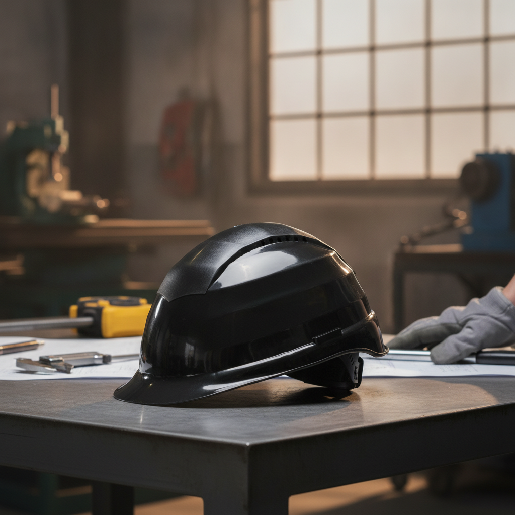 HDPE Vented Safety Helmet Black for Engineering and Metalworking