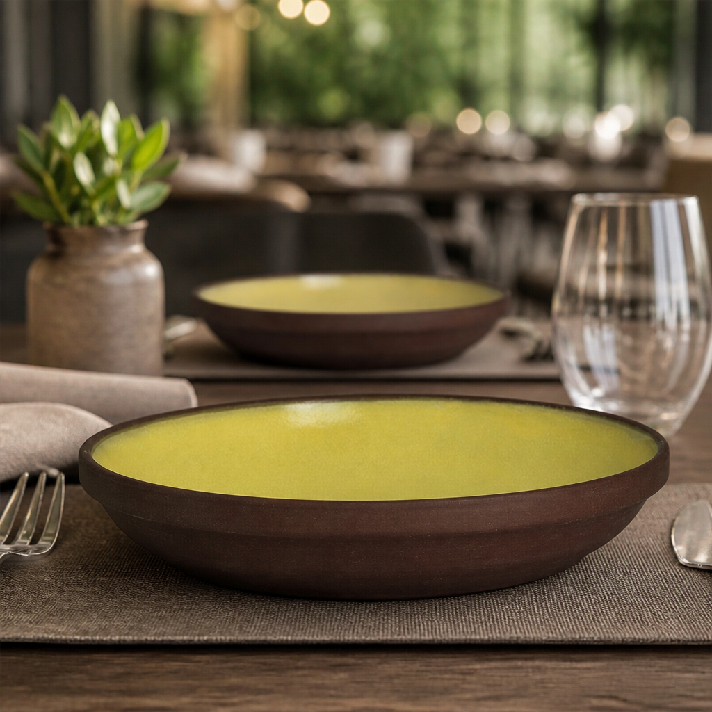 Deep Plates Vitrified Stoneware for Restaurant Dining (Pack of 12)