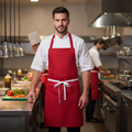 Polycotton Red Bib Apron for Professional Use