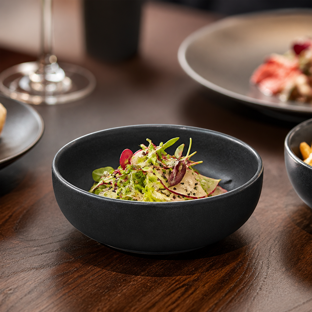 Black Stoneware Bowls 120mm for Stylish Dining