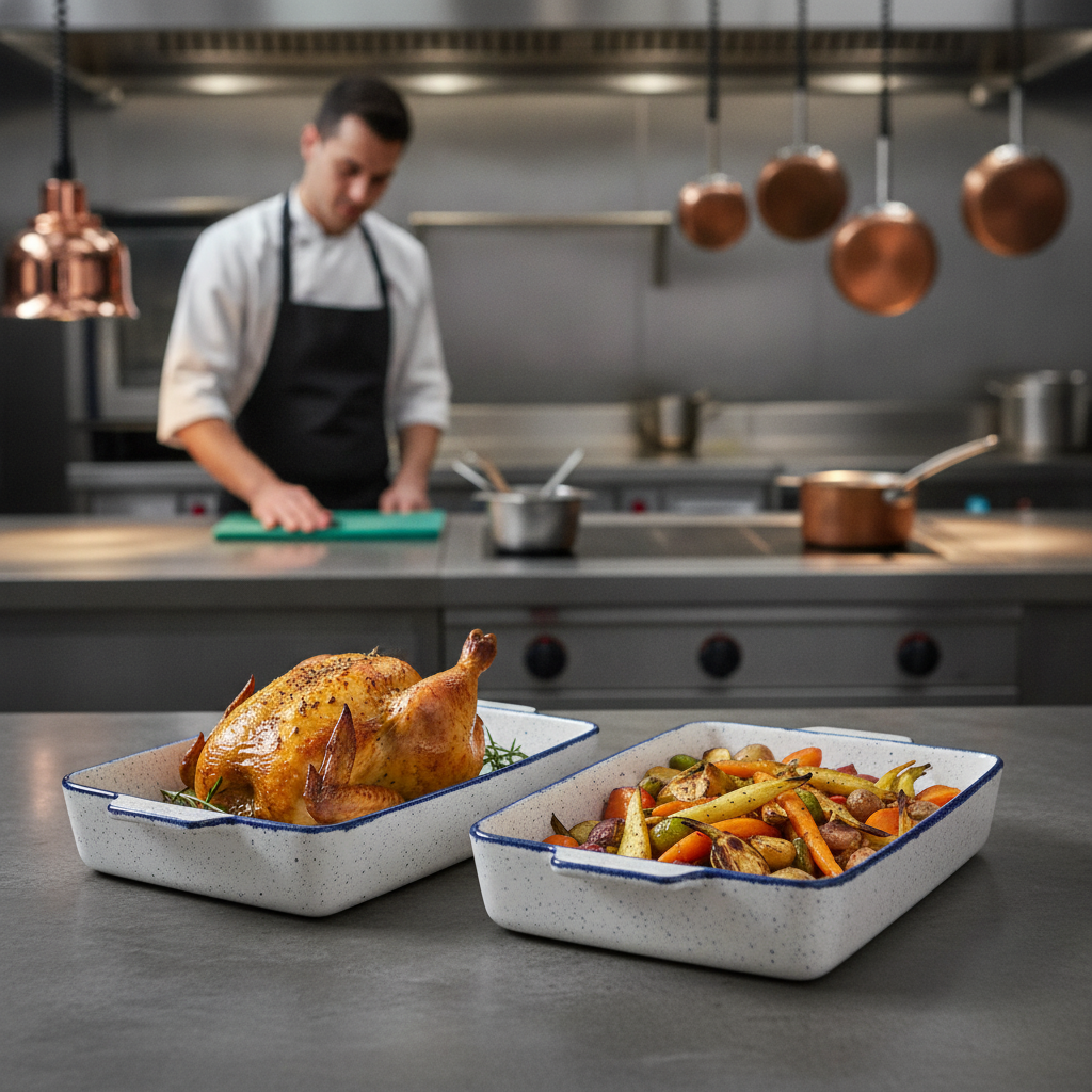 Super Vitrified Ceramic Indigo Rectangular Baking Dishes 6L for Serving & Baking (Pack of 2)