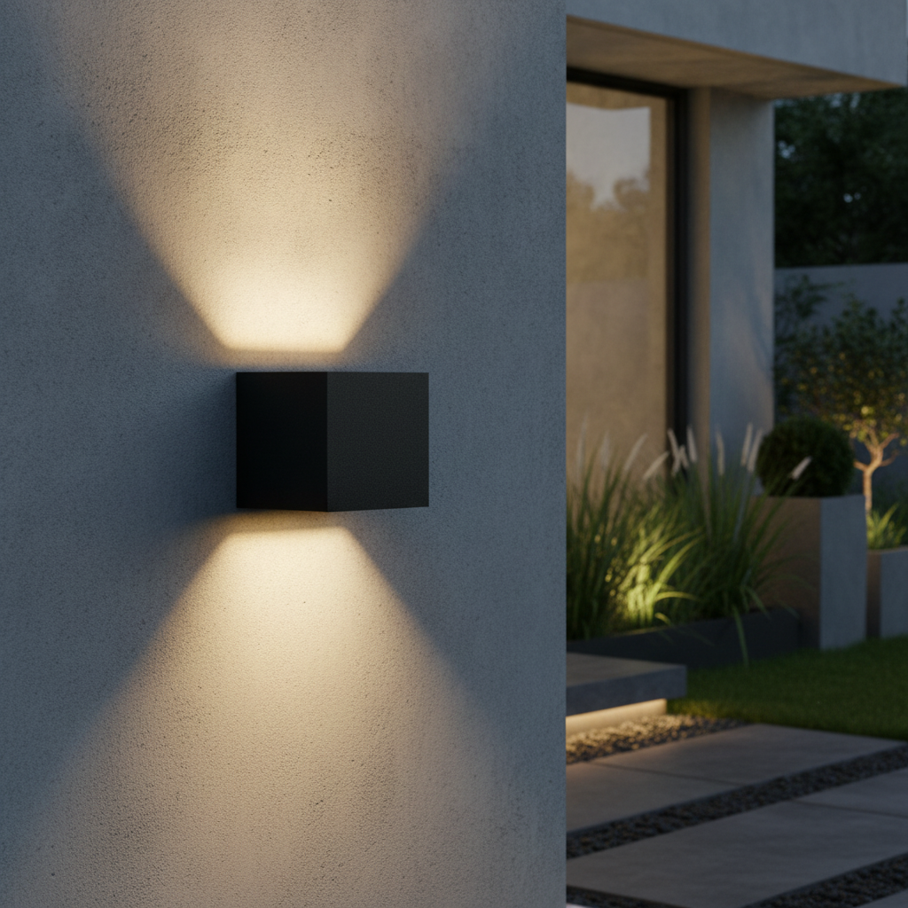 Aluminium Black Wall Light with Dual Direction Lighting for Outdoor Spaces