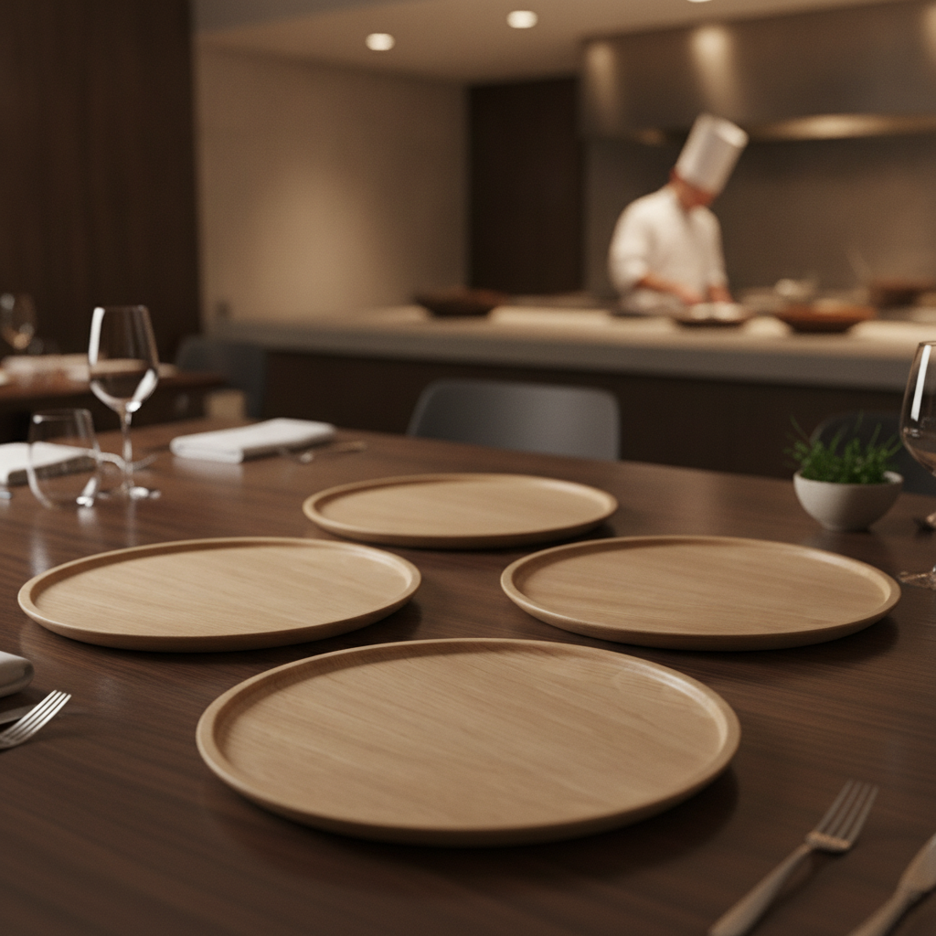 Lacquered Oak Wood Plate 160mm for Catering & Hospitality