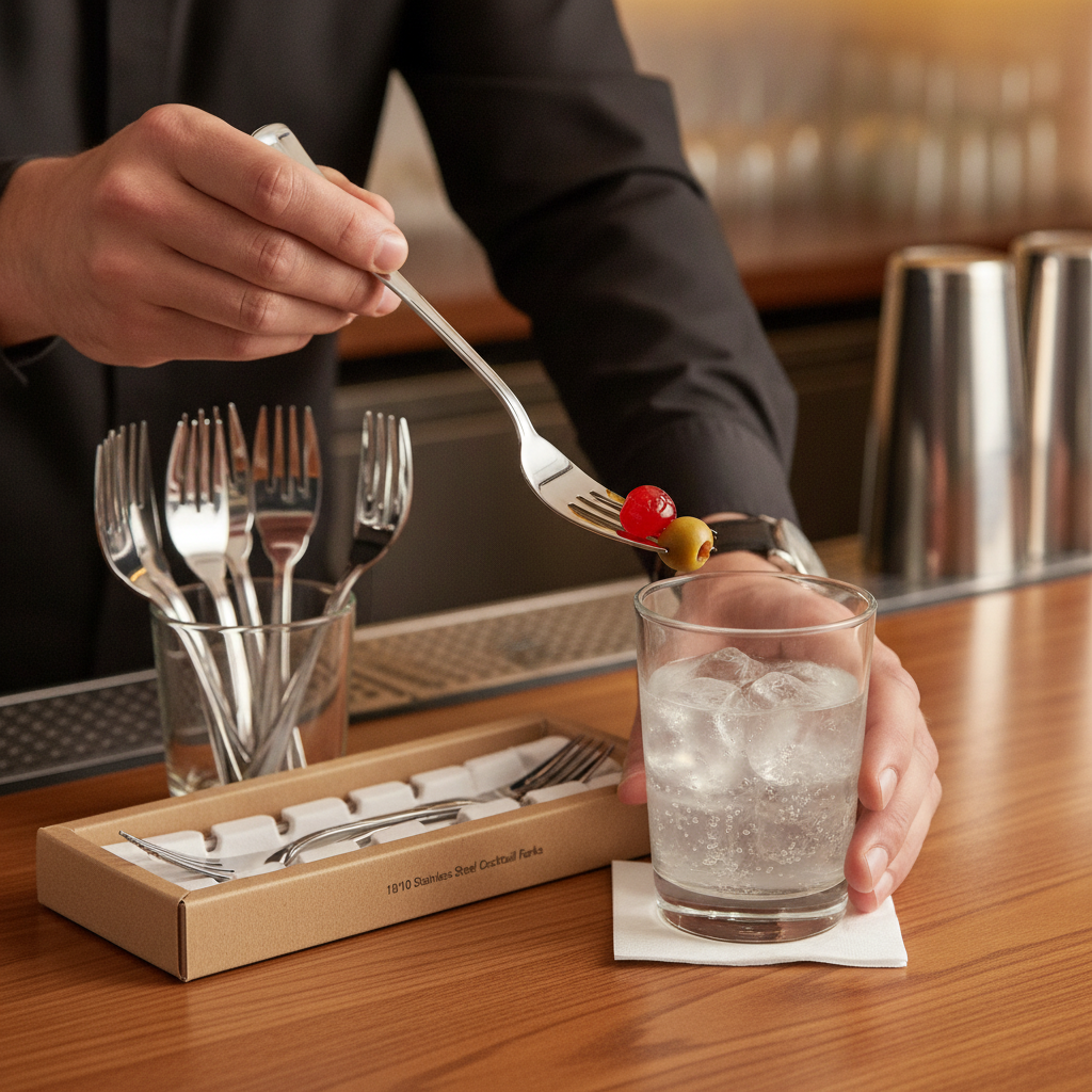 18/10 Stainless Steel Cocktail Forks for Bar Service (Pack of 12)
