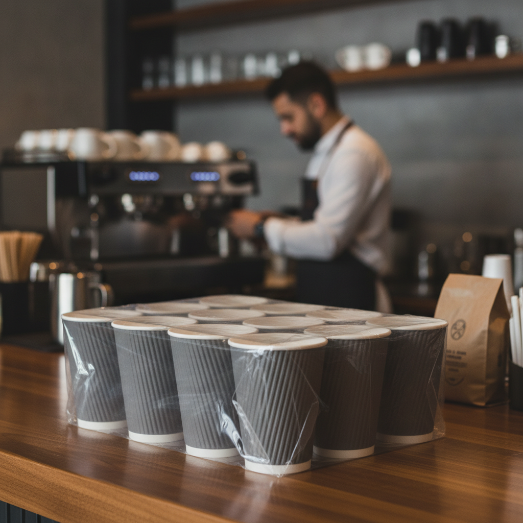 Cardboard Ripple Wall Coffee Cups 340ml for Hot Drinks Service (Pack of 25)