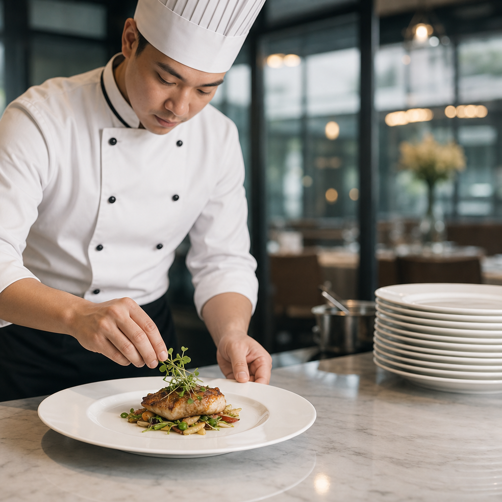 Wide Rim Flat Plates 310mm Bone China for Restaurant Dining (Pack of 6)