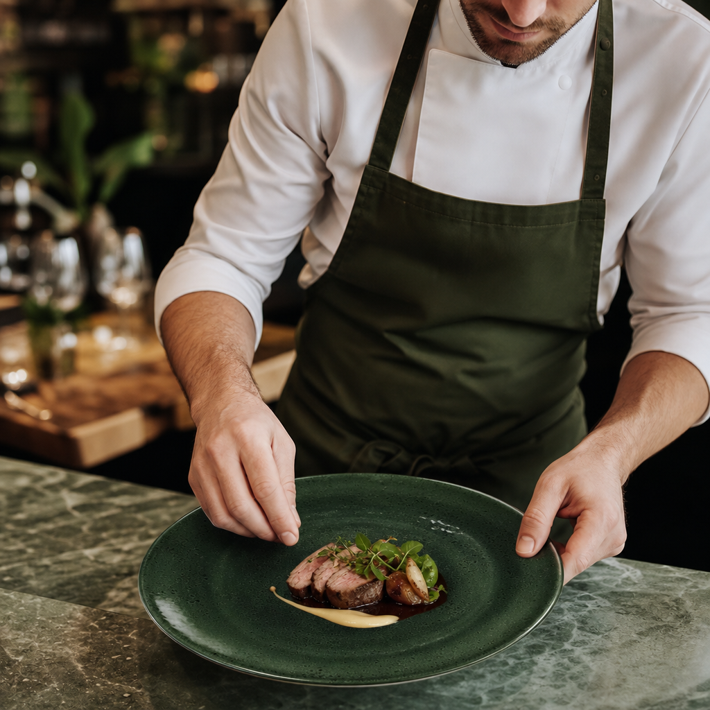 Coupe Plates Dark 300mm Green Porcelain for Dining (Pack of 12)