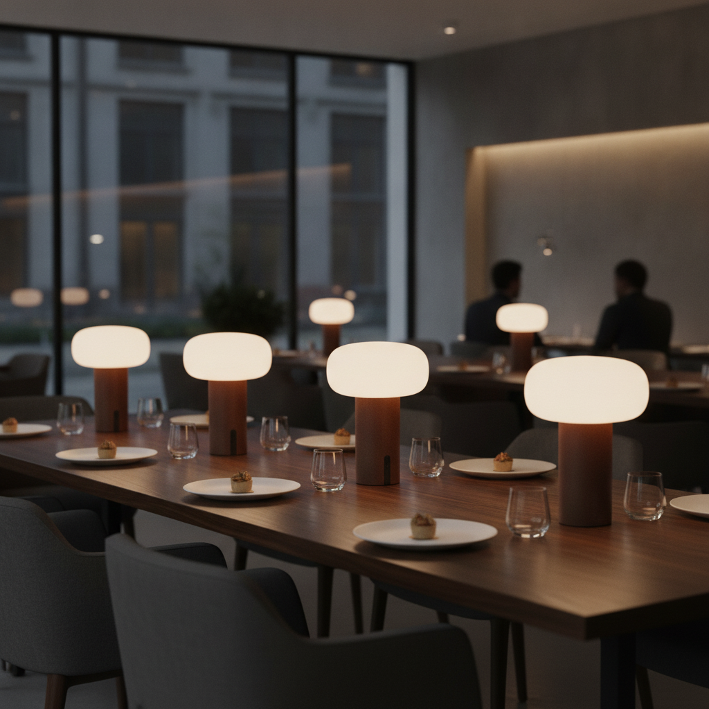 Iron Cordless LED Table Lamps 190mm for Hospitality (Pack of 6)