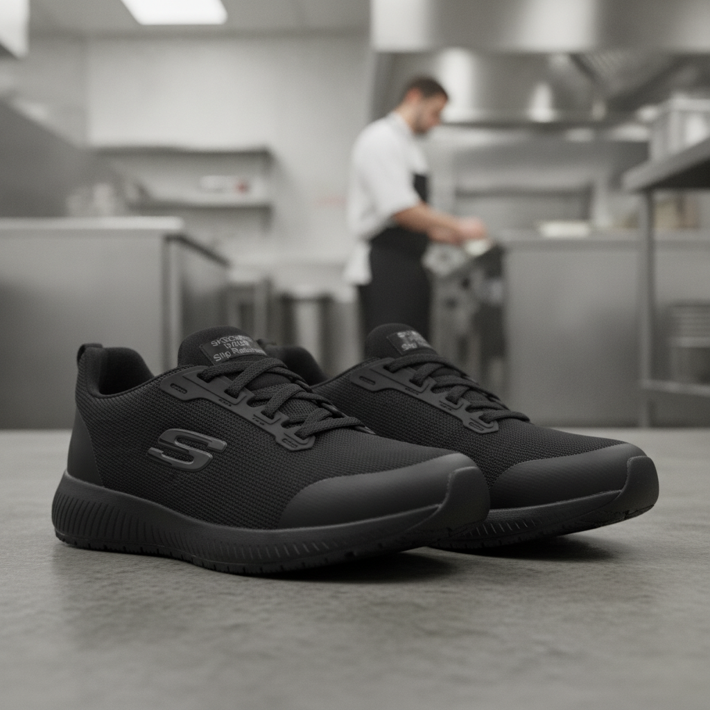 Mesh Slip Resistant Trainers for Work in Black