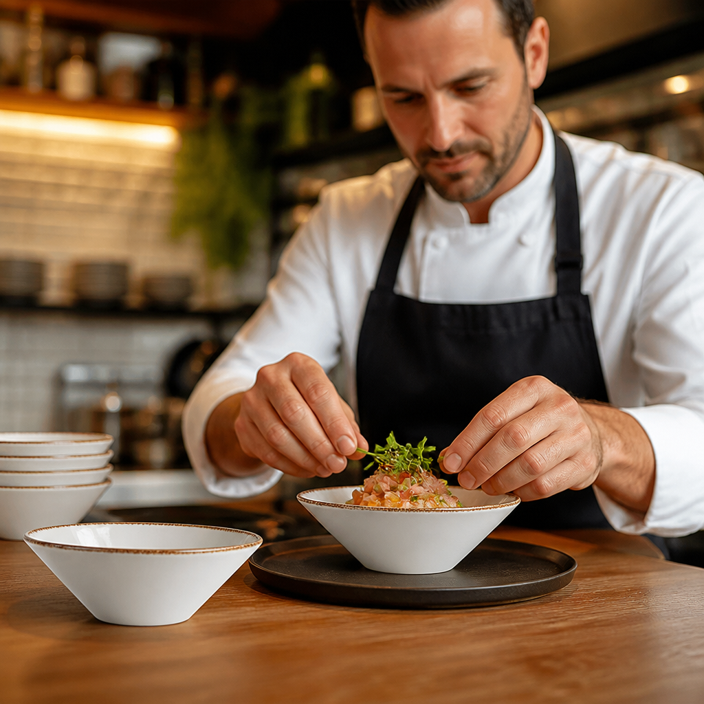 Bowls 140mm Brown Porcelain for Restaurants & Cafés (Pack of 24)