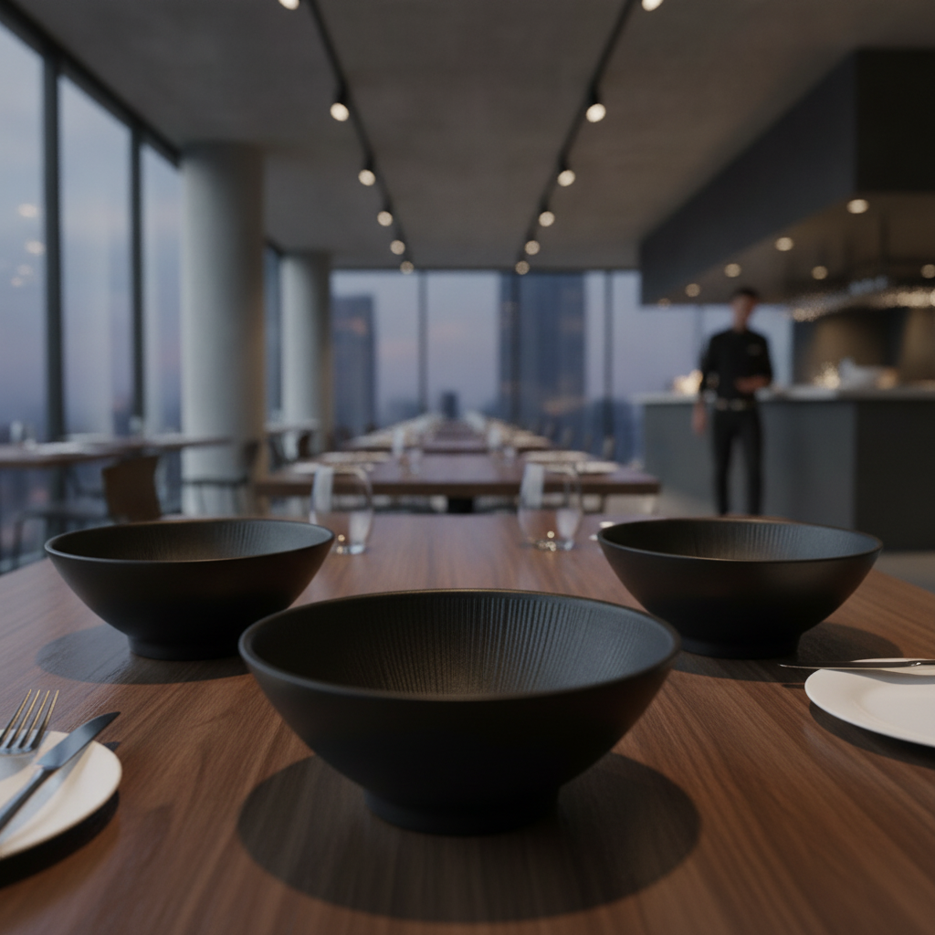 Melamine Black Bowl 190mm for Stylish Dining
