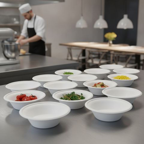 Bagasse Round Bowls 10oz for Festivals & Catering